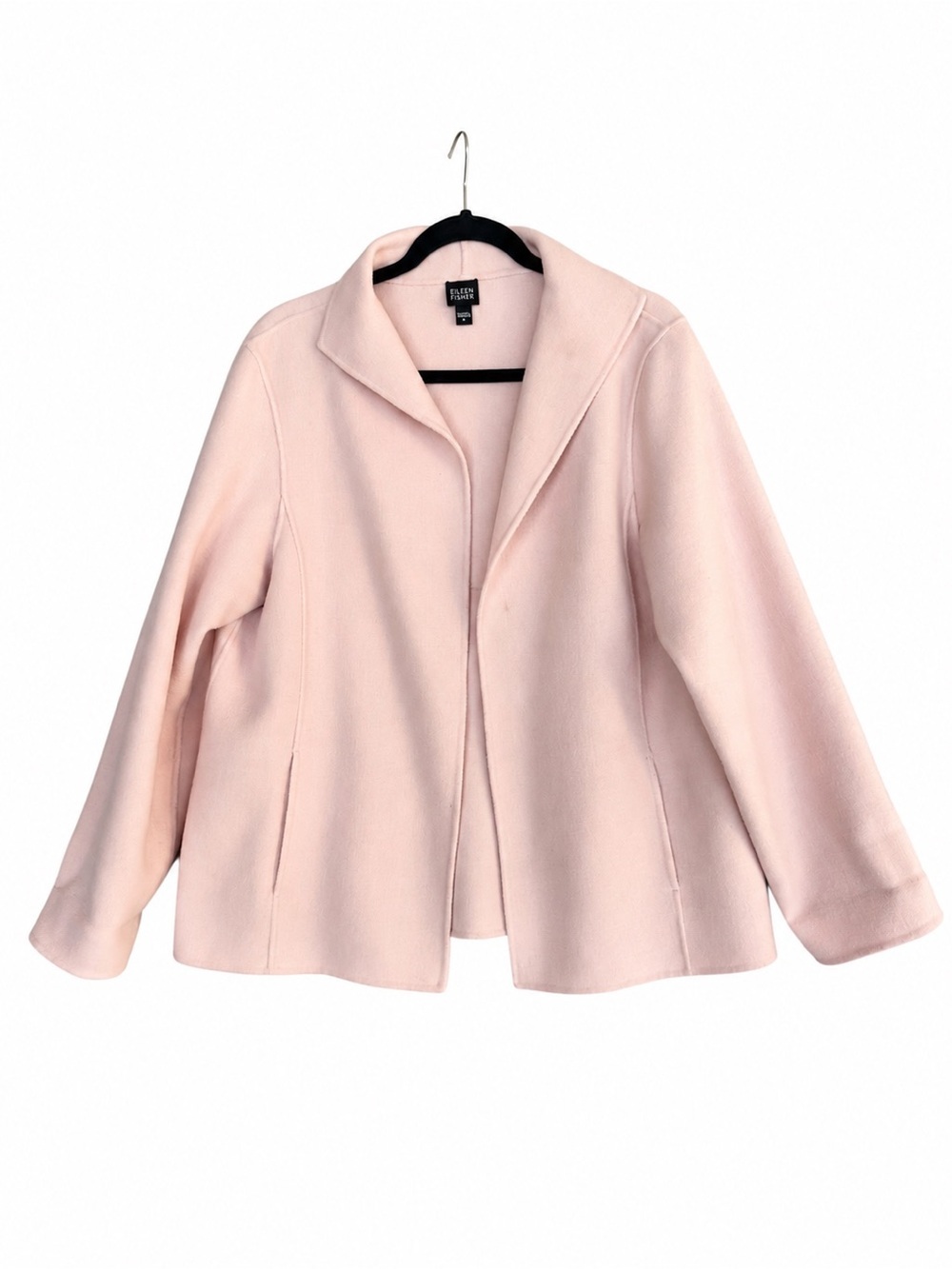 Eileen Fisher Wool & Cashmere Blush Pink Open-Front Jacket
